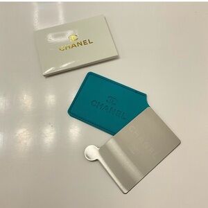 NIB CHANEL Turquoise Card Holder & Mirror with Logo